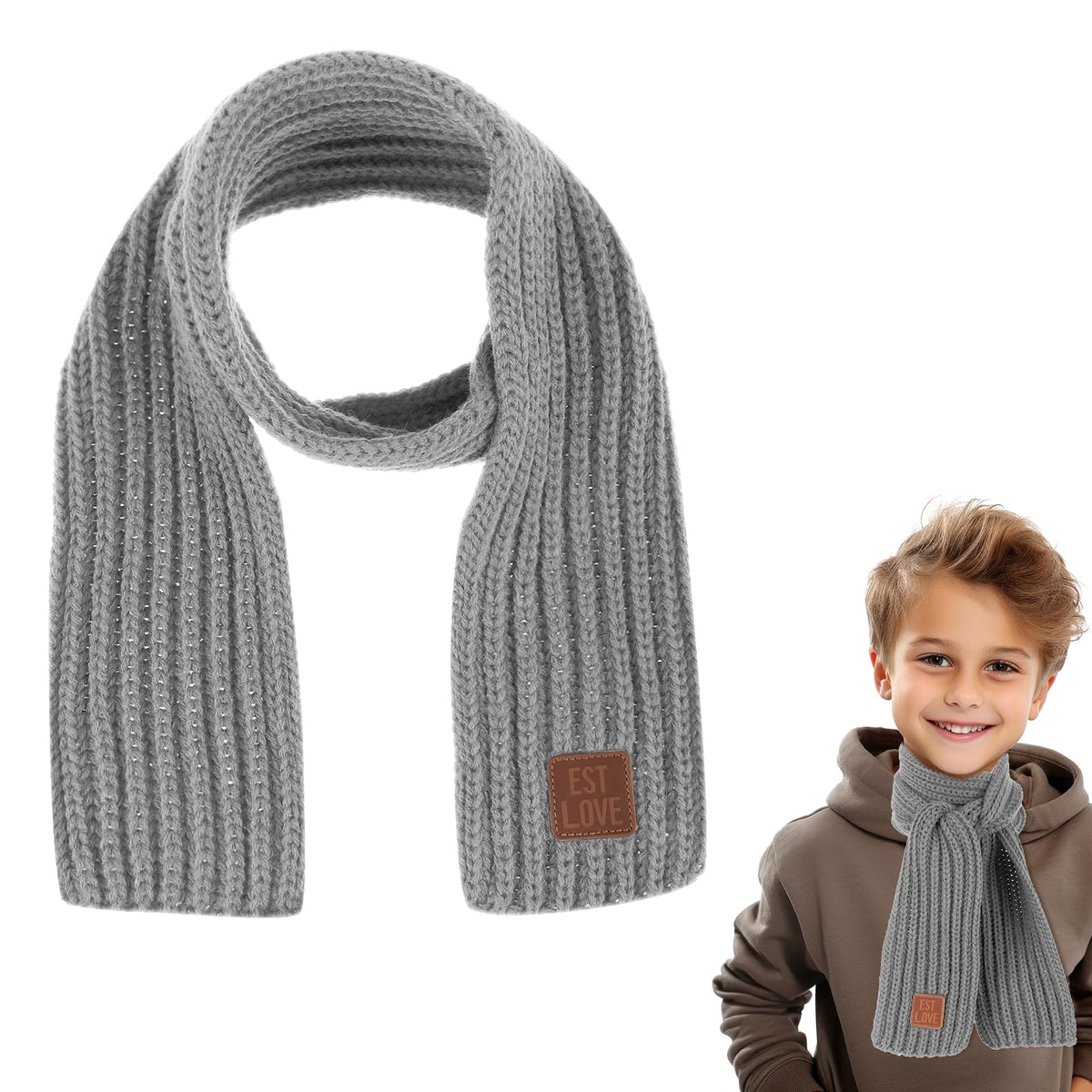 Abeillo Warm Kids Winter Knit Scarves Soft Knitted Neck Warmer Scarf Warm Scarves Wrap for Boys Girls