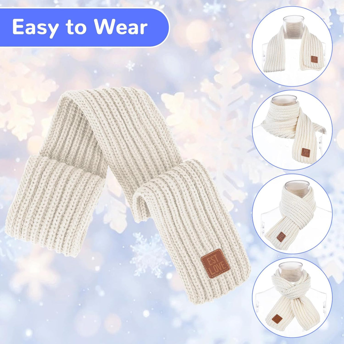 Abeillo Warm Kids Winter Knit Scarves Soft Knitted Neck Warmer Scarf Warm Scarves Wrap for Boys Girls