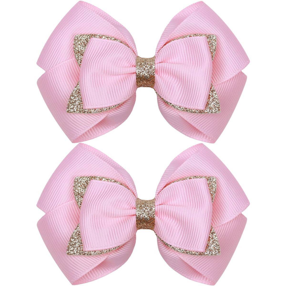 KISZU 4 Inch Hair Bows Clips Large Sparkle Ribbon Girls Alligator Barrettes Glitter Hair Accessories for Toddler Kids Children Teens Women