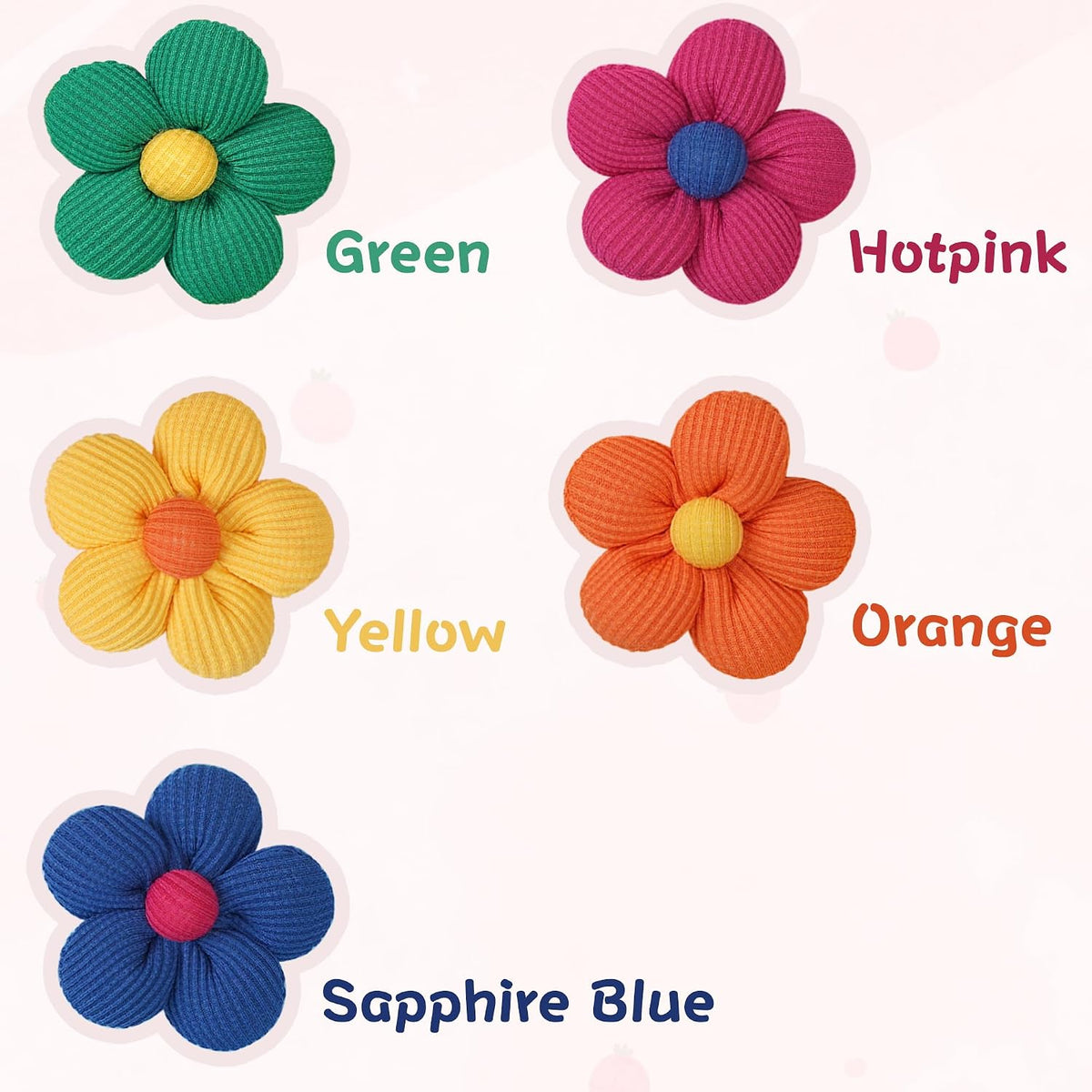 CÉLLOT 10PCS Flower Hair Ties,4cm in Diameter Seamless Nylon Bands, Normal Ponytail Holders for Girls,Teens and Women