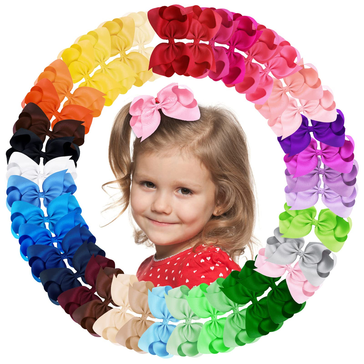 Oaoleer 40Pcs 4.5" Hair Bows Clips for Girls Tolddler Hair Accessories