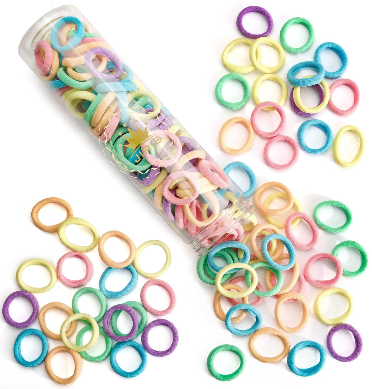 Brown Cotton Hair Ties - 100PCS Seamless Thick Elastic Ponytail Holders, No Crease, No Damage for Women, Kids, and Babies
