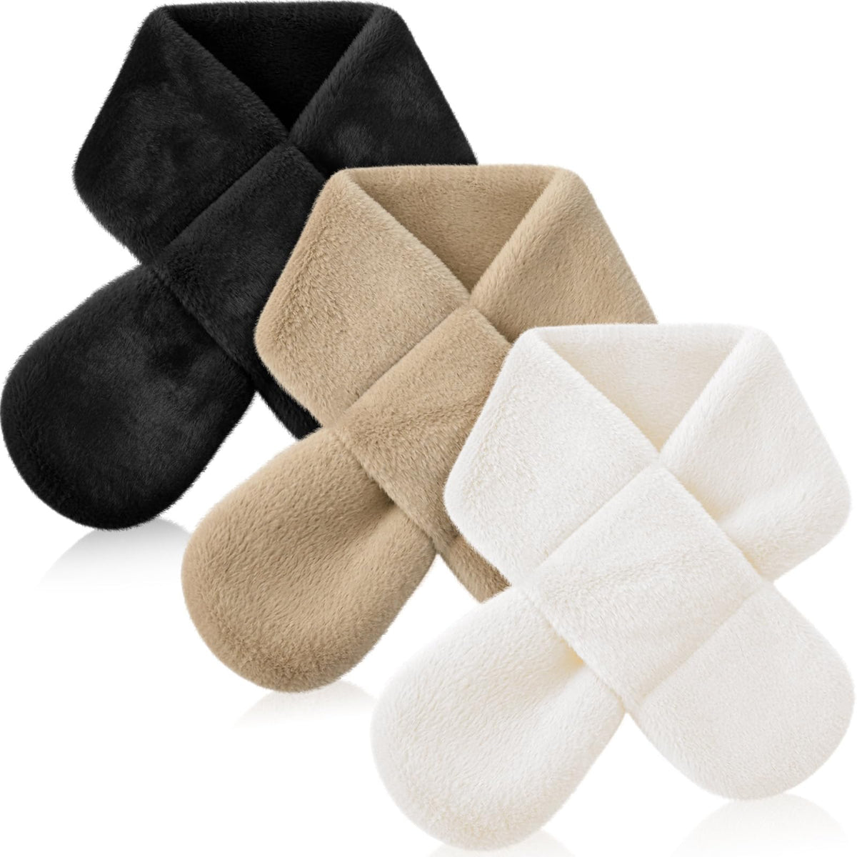 SATINIOR 3 Pieces Kids Winter Scarf Fleece Collar 3Color