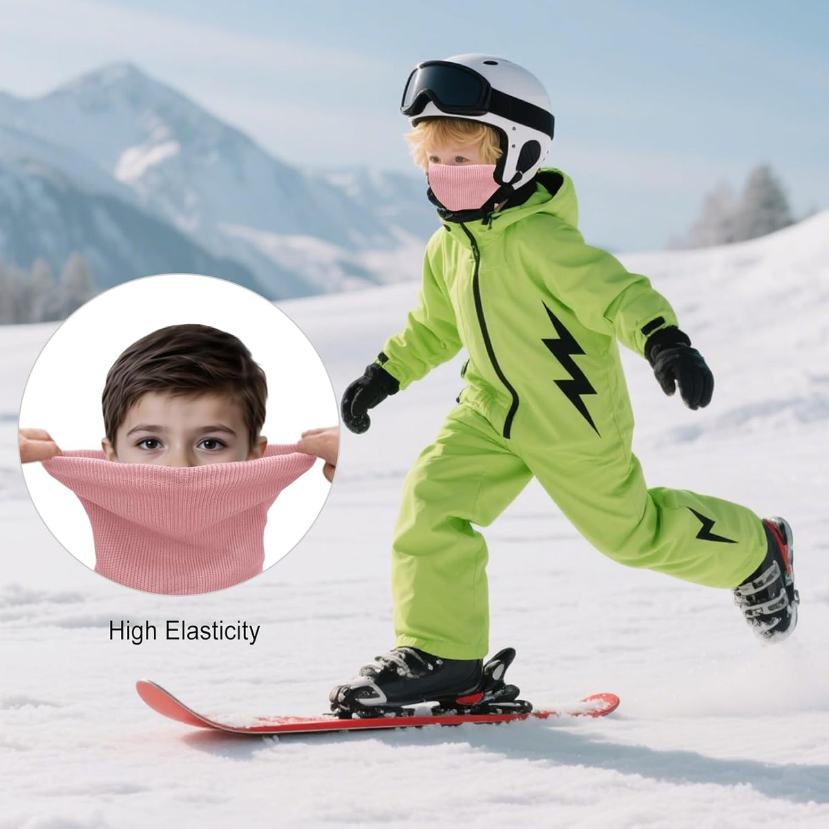Kids Ski Mask Neck Warmer Winter Neck Gaiter Boys Girls Warm Thermal Fleece Lined Knitted Scarf for Cold Weather