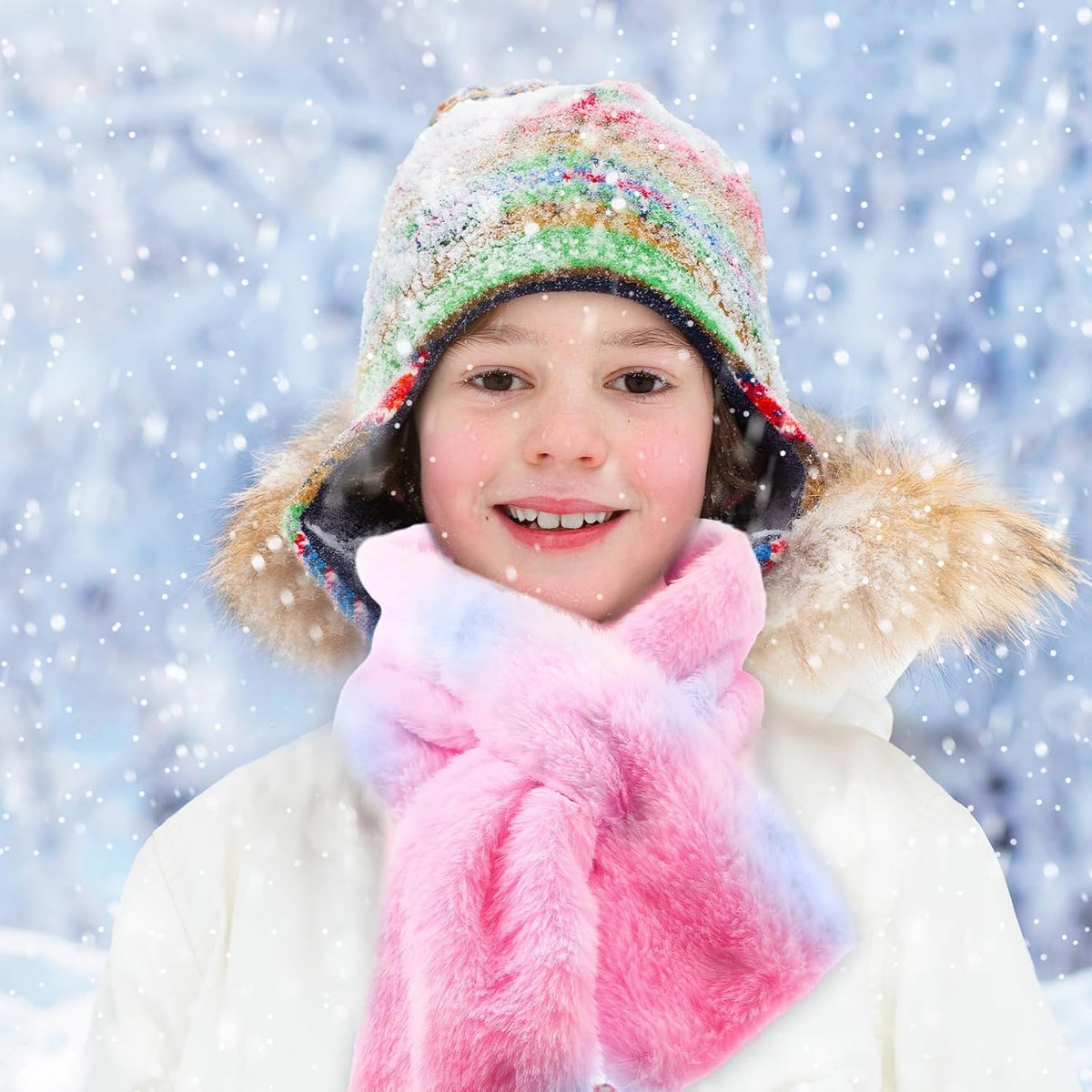 Coume Kids Scarf Girls Boys Toddlers Winter Rainbow Scarf