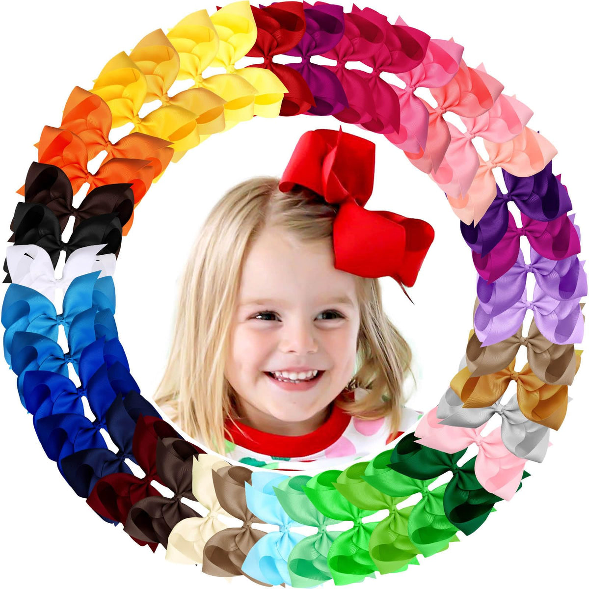 Oaoleer 40Pcs 4.5" Hair Bows Clips for Girls Tolddler Hair Accessories