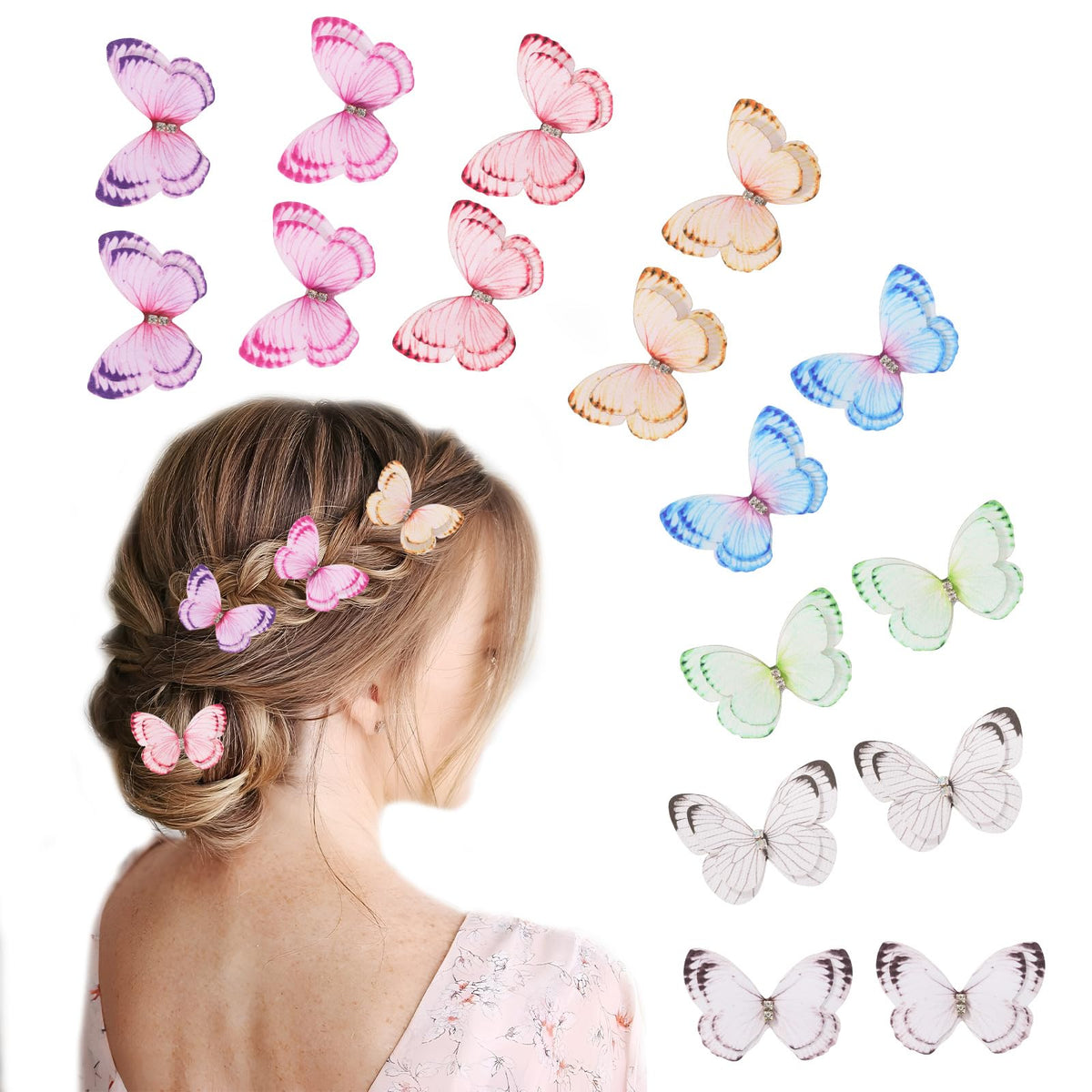20Pcs Glitter Hair Clips for Kids - Moving Fairy Accessories for Women, Girls Colorful Hair Clips 90s (Brown)