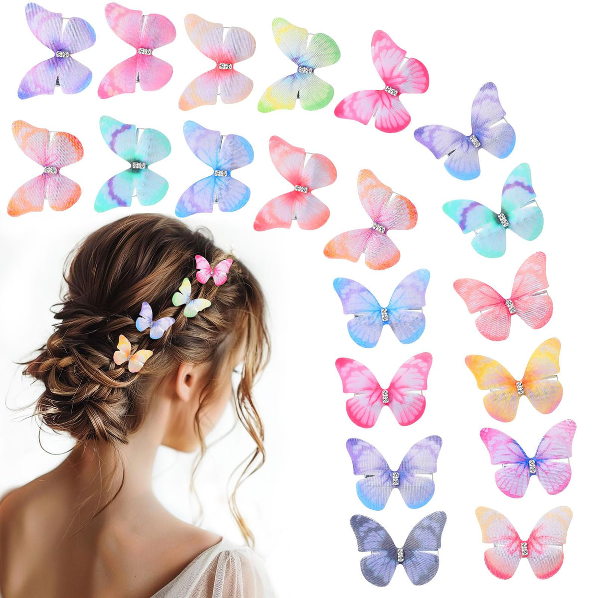 20Pcs Glitter Hair Clips for Kids - Moving Fairy Accessories for Women, Girls Colorful Hair Clips 90s (Brown)