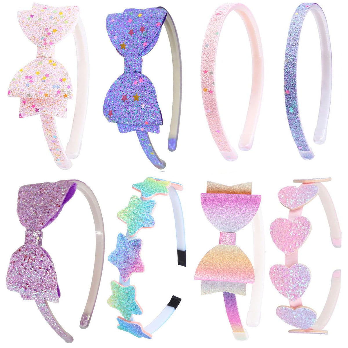 8PCS Headband for Girls,Cute Sparkly Girls Headband Glitter Hair Bands