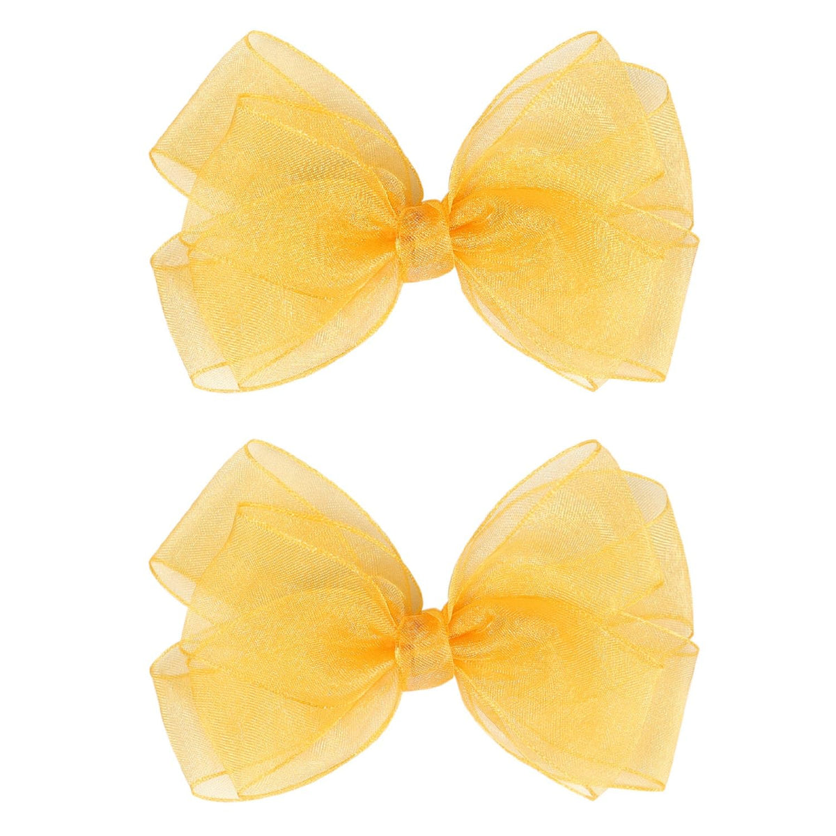 5.5-Inch Organza Double Hair Bows Alligator Clips Hair Accessories for Girls Toddler Kids Children Teens -Champagne Gold