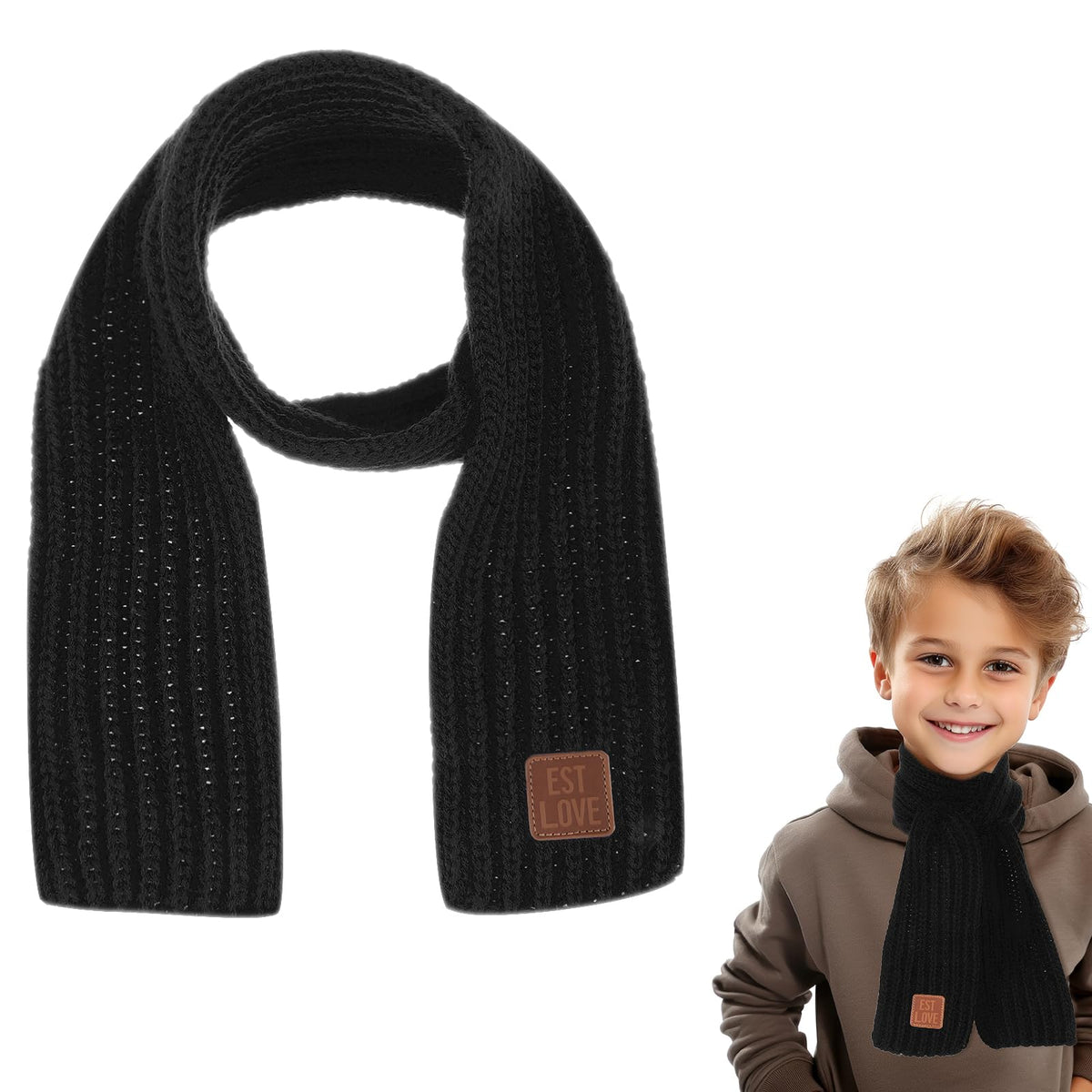 Abeillo Warm Kids Winter Knit Scarves Soft Knitted Neck Warmer Scarf Warm Scarves Wrap for Boys Girls