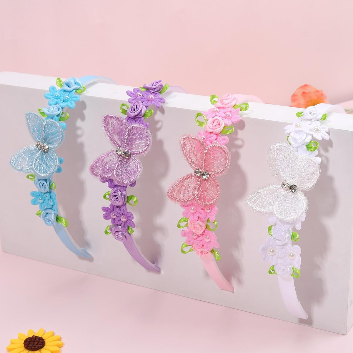 OAOLEER 4PCS Headband for Girls,Butterfly Headbands for Girls Toddlers Kids