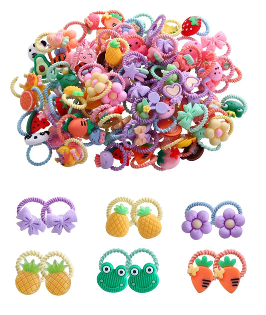 100pcs Mix Colors Girl's Elastic Hair Ties Soft Rubber Bands Hair Bands Holders Pigtails Hair Accessories for Girls Infants Toddlers Kids Teens and Children 100A