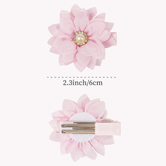 DED 40PCS 2.3" Chiffon Flower Hair Clips for Girls Infants Toddlers