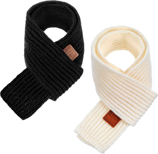 2Pcs Warm Kids Winter Knit Scarves, Soft Knitted Neck Warmer Toddler Scarf, Child Warm Scarves Wrap for Boys Girls