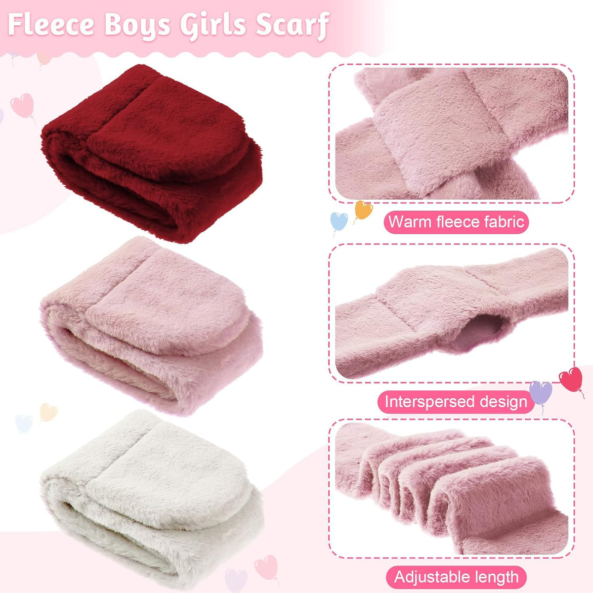 SATINIOR 3 Pieces Kids Winter Scarf Fleece Collar 3Color
