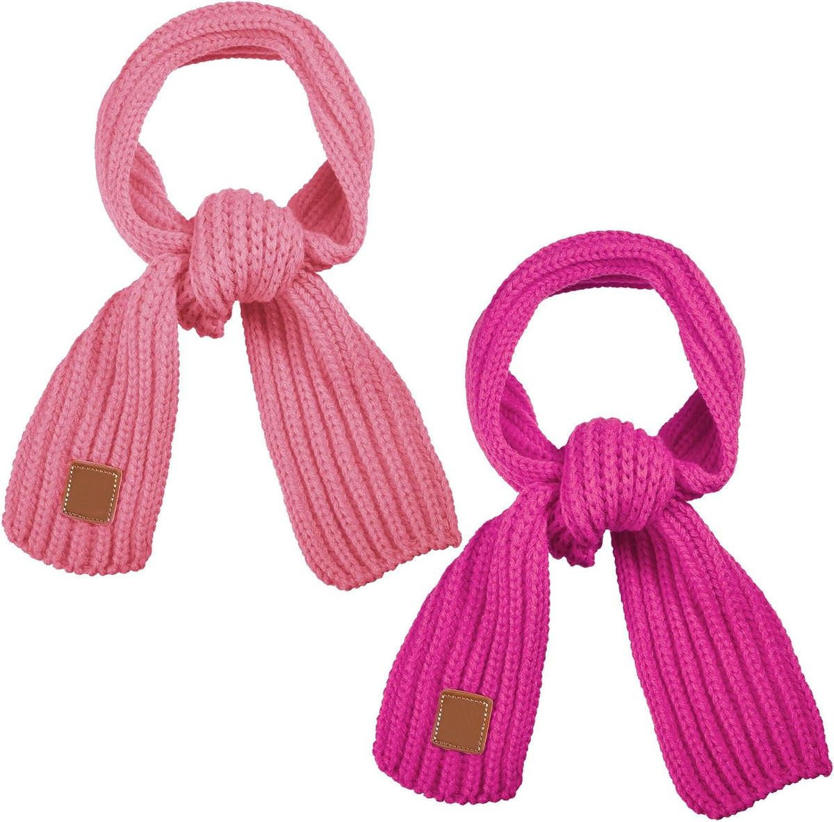 Zhanmai 2 Pcs Toddler Scarf Kids Warm Set Winter Knit Scarves Soft Neck Warmer for Boys Girls Children