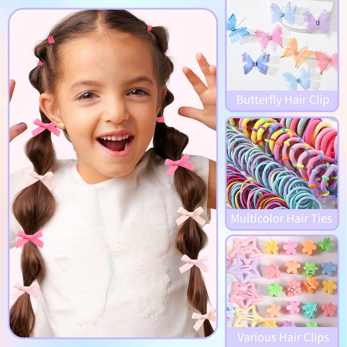 900 PCS Colorful Hair Ties for Girls Hair Accessories Set