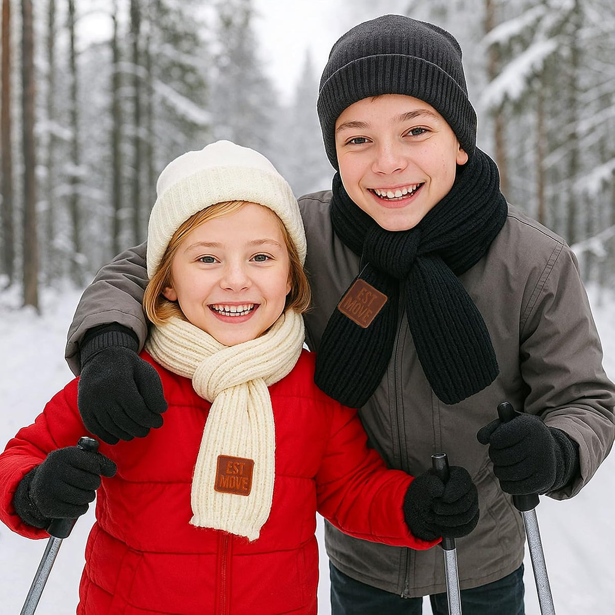 2Pcs Warm Kids Winter Knit Scarves, Soft Knitted Neck Warmer Toddler Scarf, Child Warm Scarves Wrap for Boys Girls