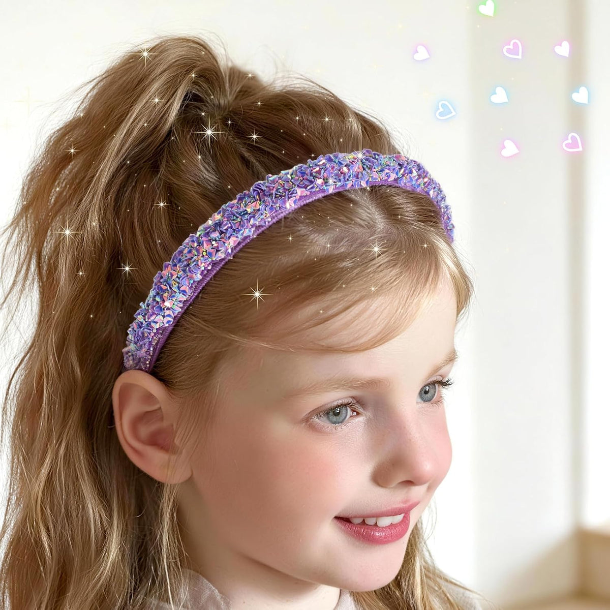 WSYUB Headbands for Girls, Sequin Thin Headband Set for Kids