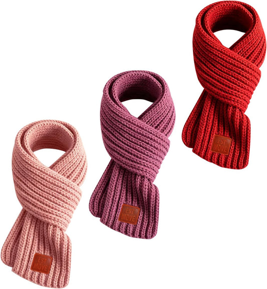 3 Pcs Toddler Scarf Kids Warm Set Winter Knit Scarves Soft Neck Warmer for Boys Girls Children
