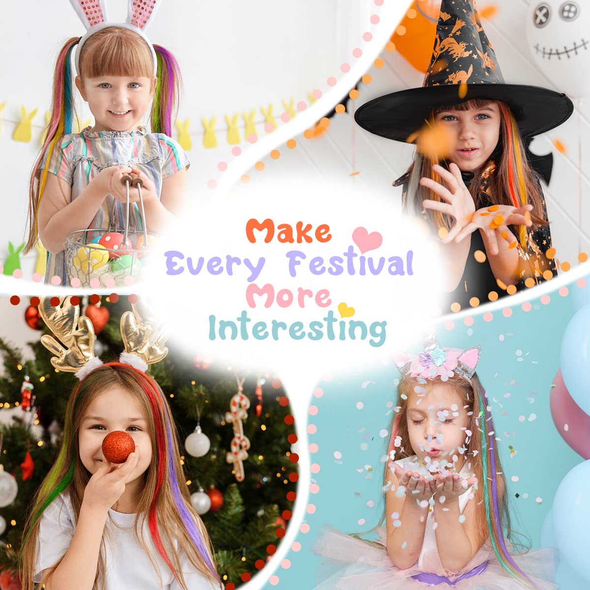 Dreamlover Colorful Crazy Hair Day Accessories for Girls, 24 Pieces