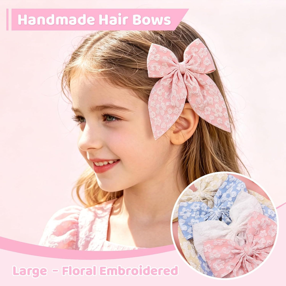 76Pcs Pink Little Girls Hair Accessories Set with Elastic Hair Ties Clips