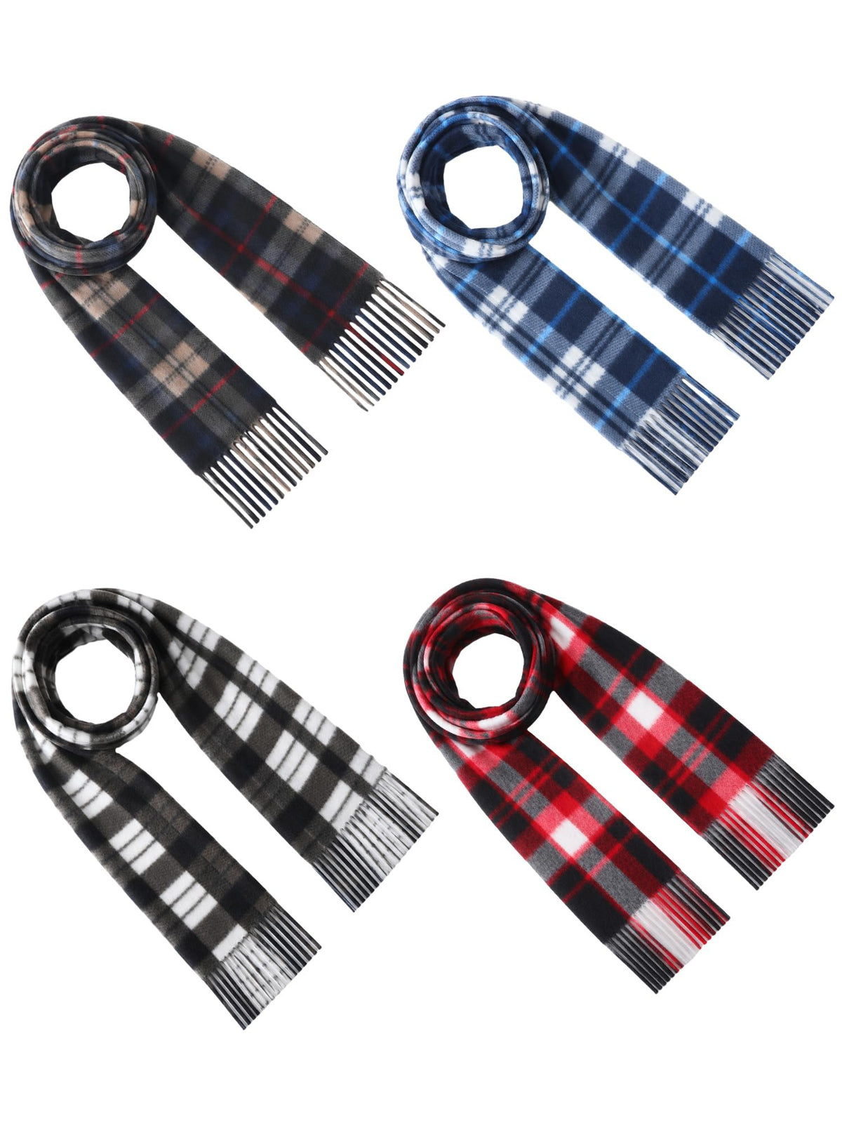 Bencailor 4 Pcs Kids Winter Scarf Kids Buffalo Plaid Scarves Christmas Warm Shawls Scarves Parent Child Scarf for Boys Girls