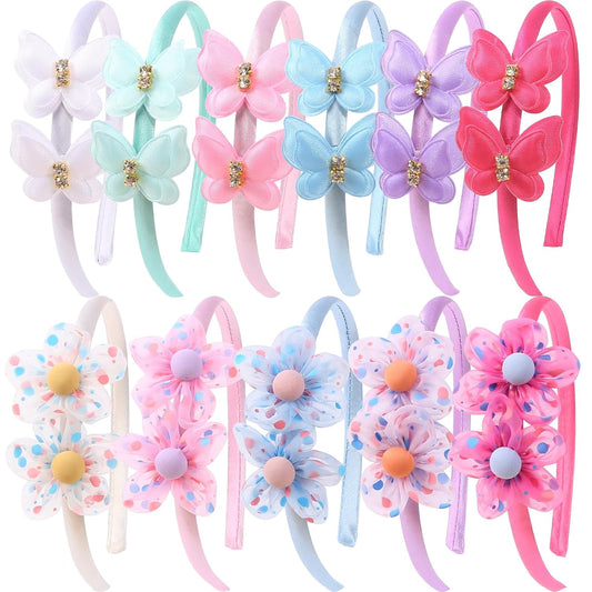 XIMA 11pcs Girls Pearl Flower Headbands,Non-Slip Hair Accessories for Kids