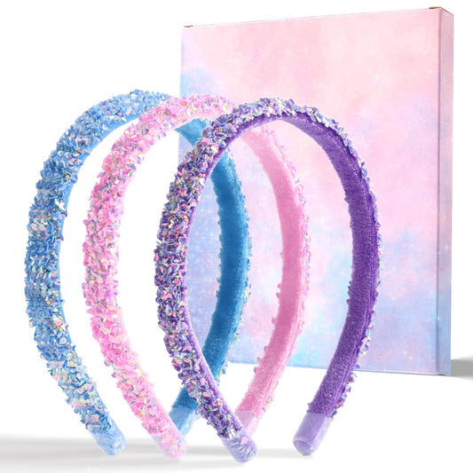 WSYUB Headbands for Girls, Sequin Thin Headband Set for Kids