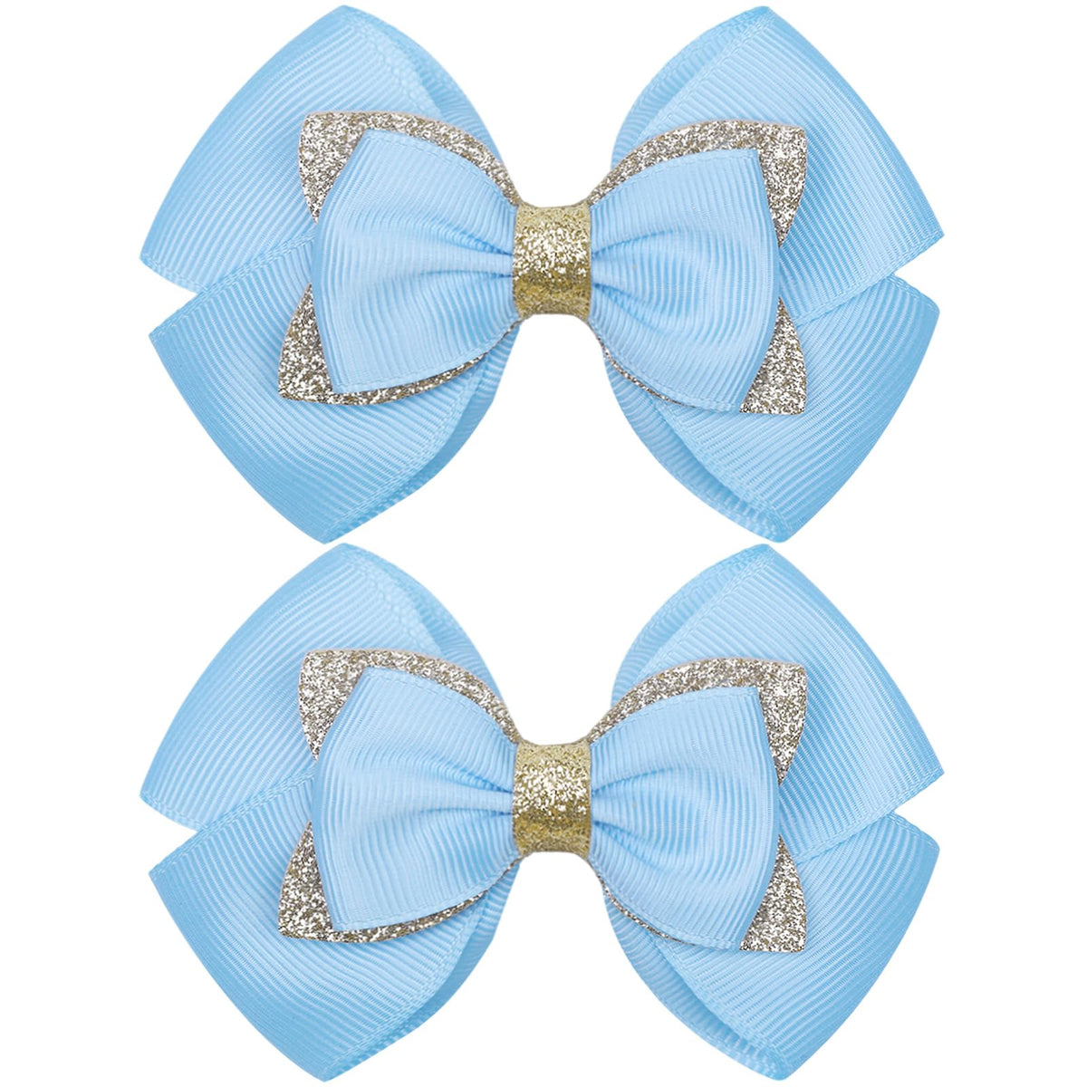 KISZU 4 Inch Hair Bows Clips Large Sparkle Ribbon Girls Alligator Barrettes Glitter Hair Accessories for Toddler Kids Children Teens Women