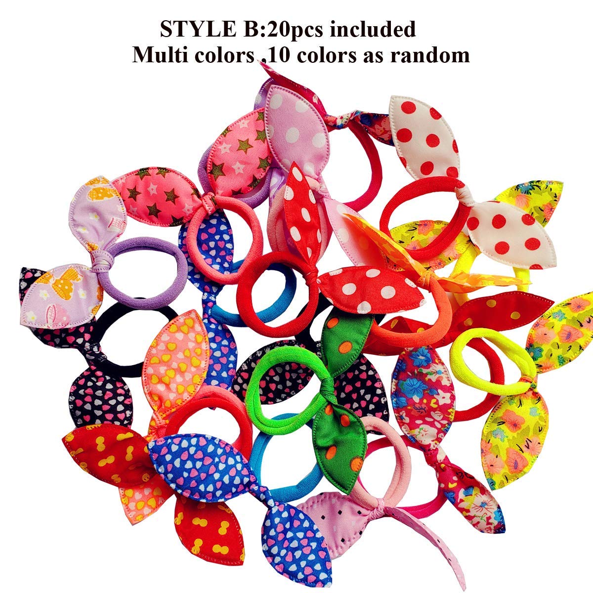 40 PCS Girls Rabbit Ear Hair Ties for Toddler Girls Cotton Hair Bands Women No Crease Ponytail Holders Colors Randomly