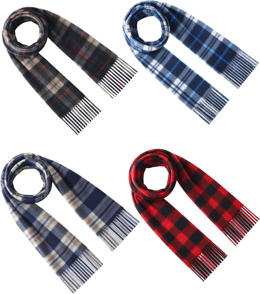 Bencailor 4 Pcs Kids Winter Scarf Kids Buffalo Plaid Scarves Christmas Warm Shawls Scarves Parent Child Scarf for Boys Girls
