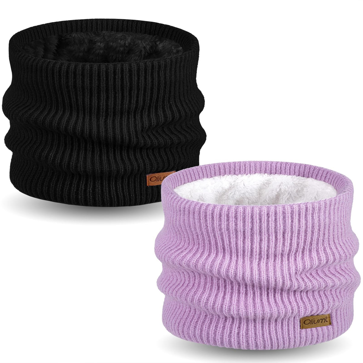 Kids Neck Warmer Winter Neck Gaiters Knitted Infinity Scarf for Boys Girls Fleece Lined Ski Mask for Cold Weather