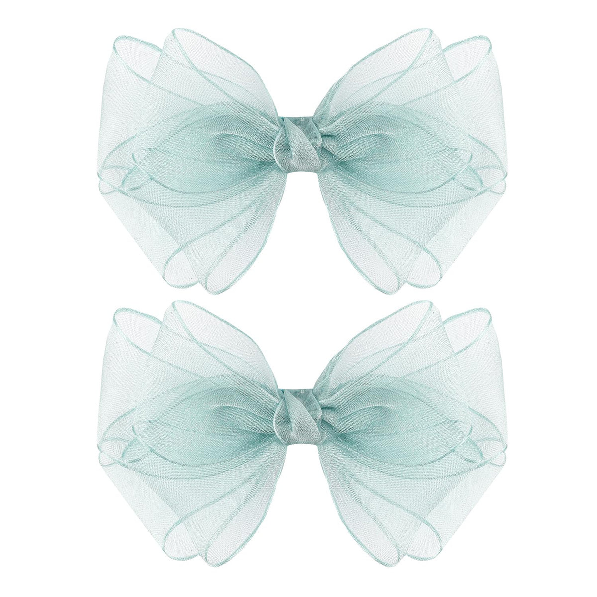 5.5-Inch Organza Double Hair Bows Alligator Clips Hair Accessories for Girls Toddler Kids Children Teens -Champagne Gold