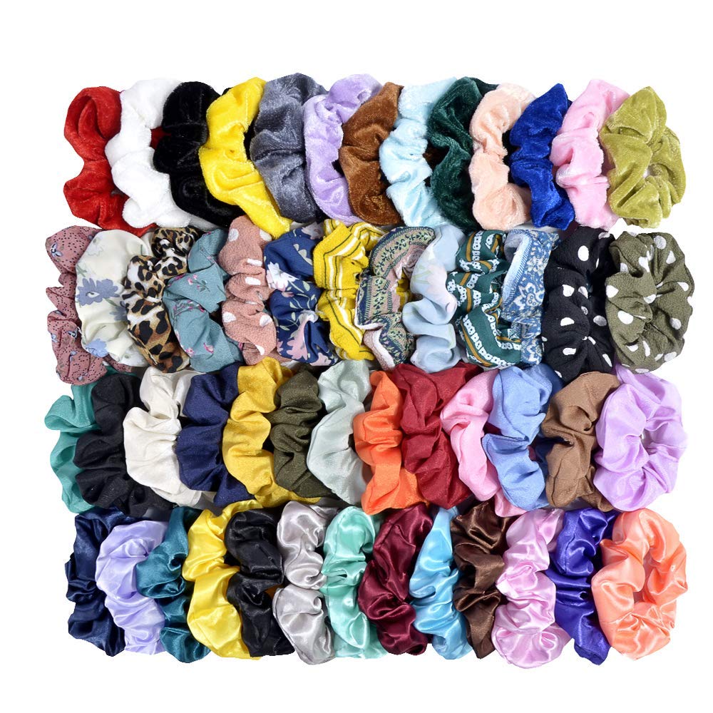 52 Pcs Velvet Hair Scrunchies Hair Bands for Women or Girls