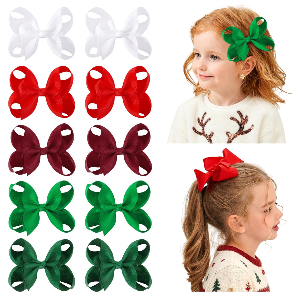 YHXX YLEN 40PCS 3Inch Hair Bows for Girls Grosgrain Ribbon Toddler Hair Bow