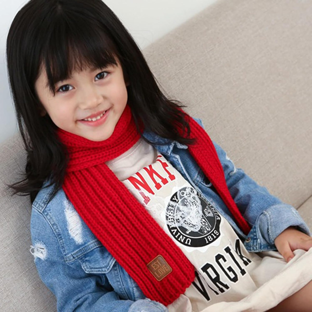 BEARUN Kids Knit Scarf Winter Fashion Solid Color Toddler Baby Scarves Wrap Neck Warmer