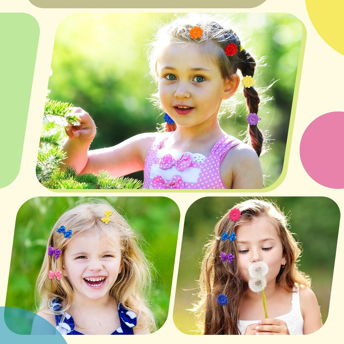 Giegxin 60 Pcs Girls Barrettes Hair Clips Ponytail Ties, ovely Style