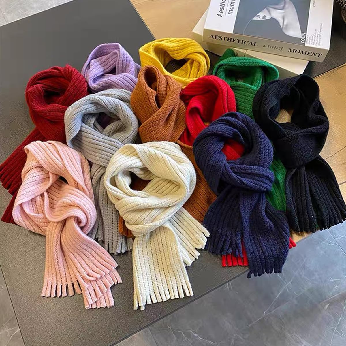 Kids Scarf for Girls Winter Warm Knit Toddler Baby Scarves Neck Warmer Tassel Scarf for Boys Girls