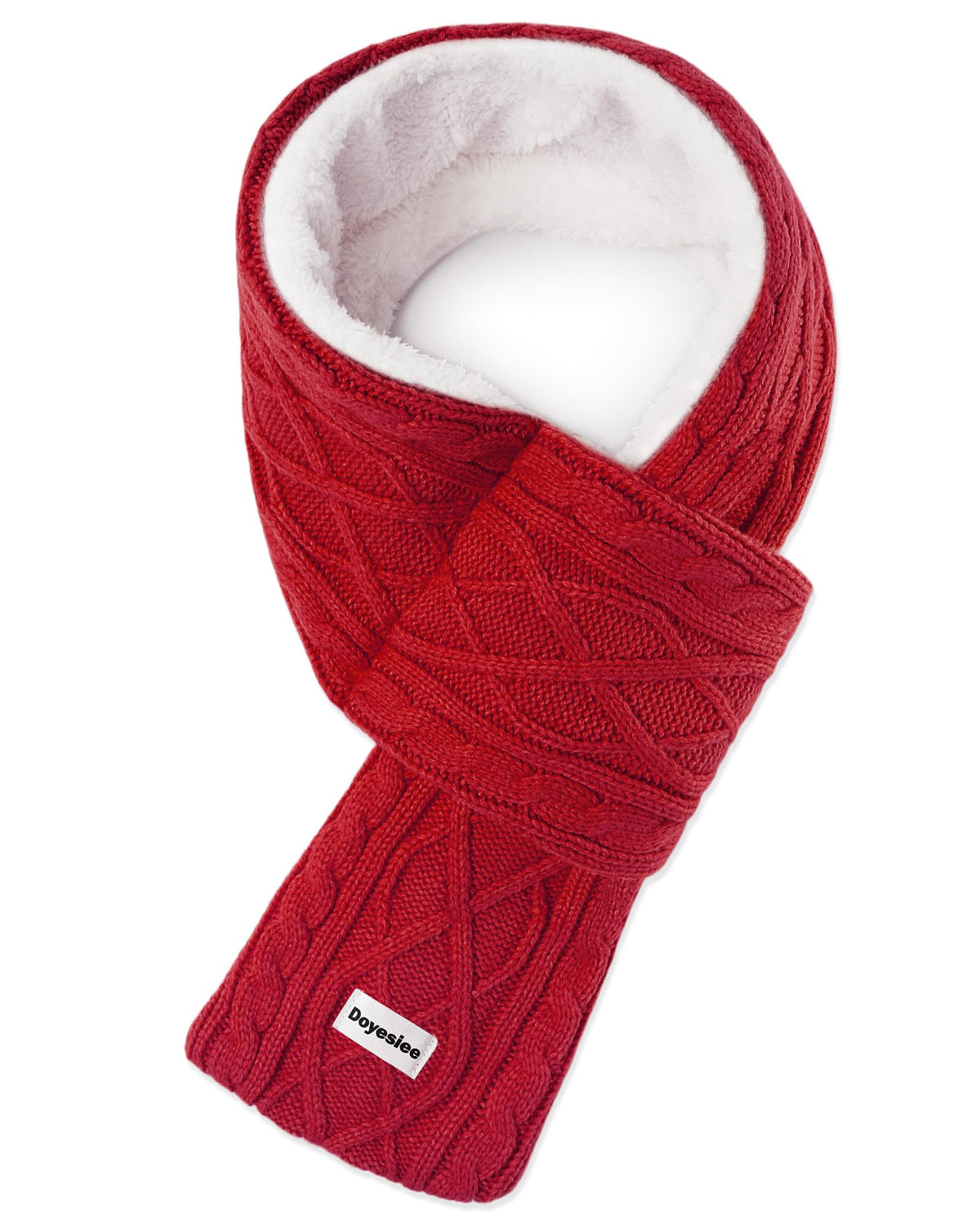 Kids Scarf for Girls Boys, Winter Long Fleece Plush Scarves Knitted Cross Tie Neck Warmer for Cold Weather