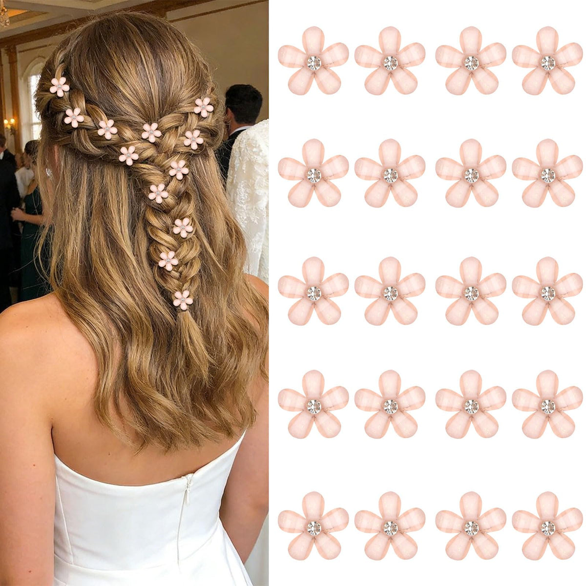 YISSION Colorful Rhinestone Hair Accessories - Mini Flower Hair Clips, Pins & Barrettes for Wedding, Bridal, Girls & Women