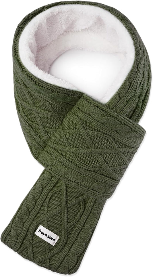 Kids Scarf for Girls Boys, Winter Long Fleece Plush Scarves Knitted Cross Tie Neck Warmer for Cold Weather