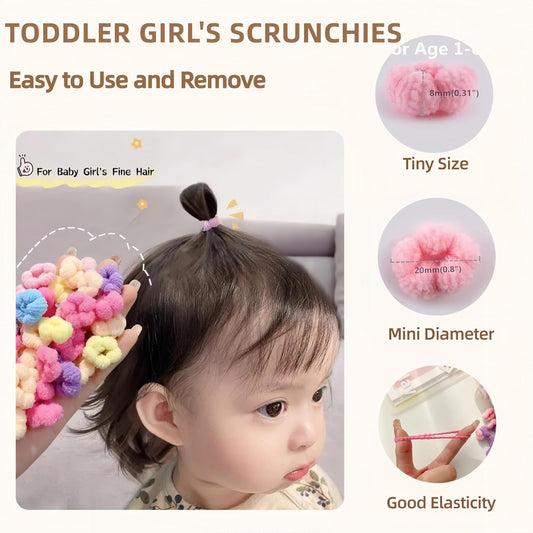 Baby Hair Ties Toddler Hair Accessories No Damage Scrunchies, 120pcs