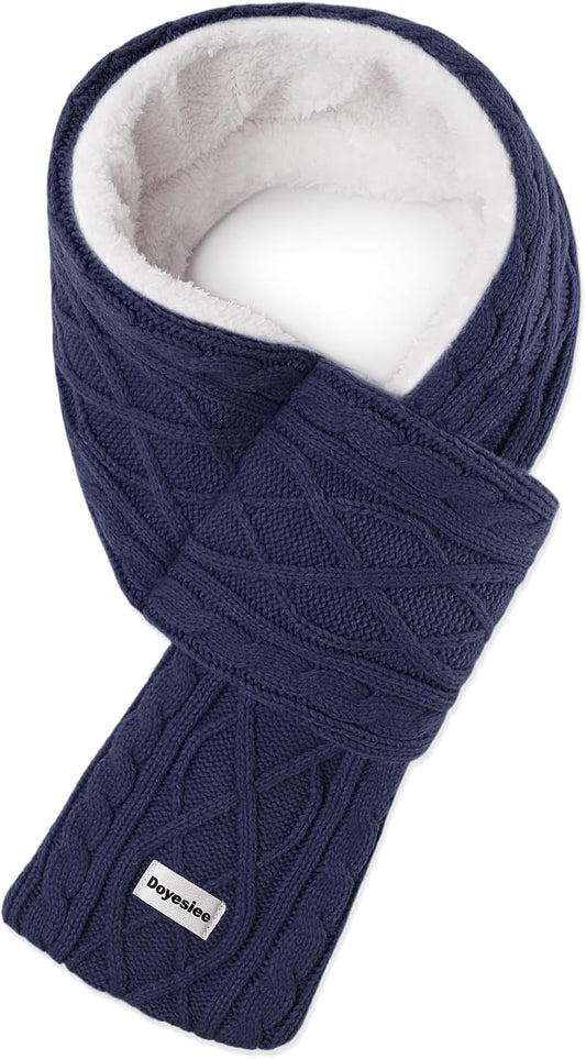 Kids Scarf for Girls Boys, Winter Long Fleece Plush Scarves Knitted Cross Tie Neck Warmer for Cold Weather