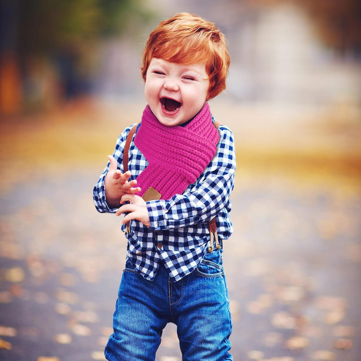 Zhanmai 2 Pcs Toddler Scarf Kids Warm Set Winter Knit Scarves Soft Neck Warmer for Boys Girls Children