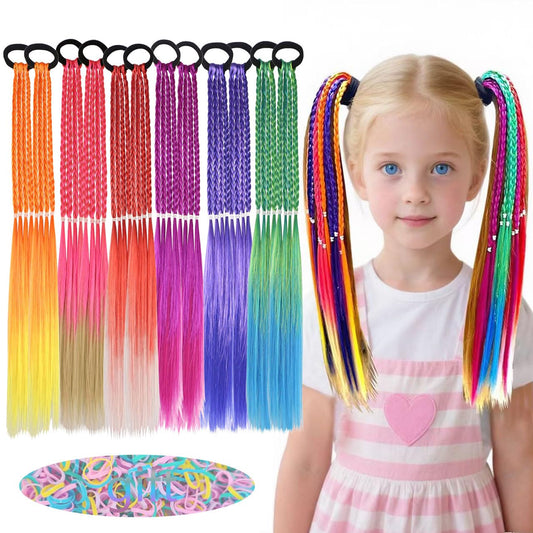 Girl hair accessories, children's colorful braided hair extensions