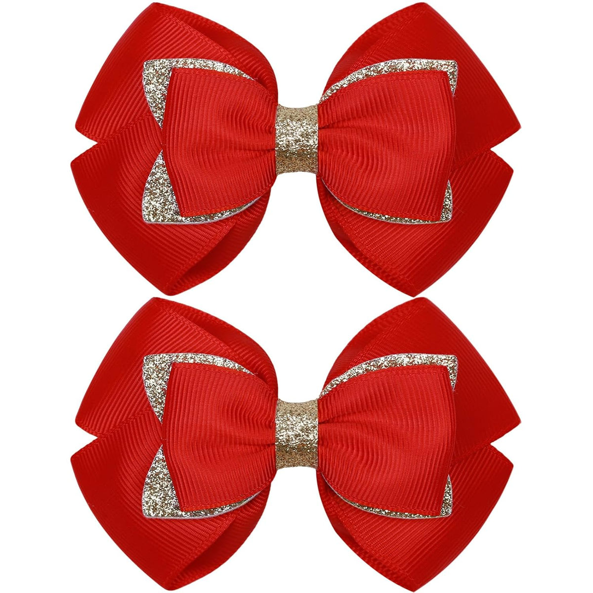 KISZU 4 Inch Hair Bows Clips Large Sparkle Ribbon Girls Alligator Barrettes Glitter Hair Accessories for Toddler Kids Children Teens Women