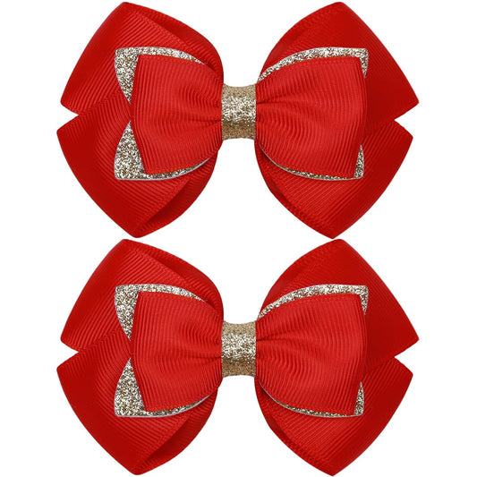 KISZU 4 Inch Hair Bows Clips Large Sparkle Ribbon Girls Alligator Barrettes Glitter Hair Accessories for Toddler Kids Children Teens Women