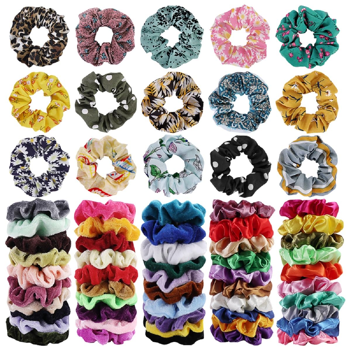 52 Pcs Velvet Hair Scrunchies Hair Bands for Women or Girls